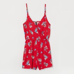 DIVIDED by H&M Red Floral V neck romper